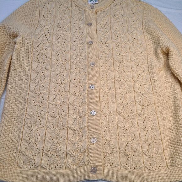 Women Cardigan Sweater Round Neck Solid Cable Casual Loose Soft Knitwear - Picture 3 of 5